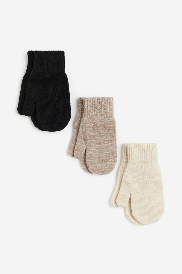 H&M 3-pack Tumvantar Svart/beigemelerad