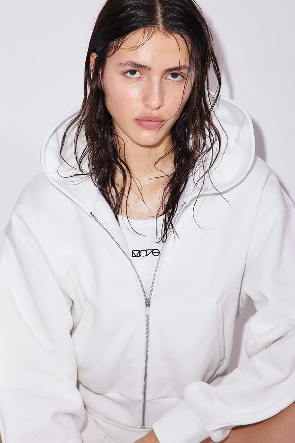 H&M Zip-through Sports Hoodie White