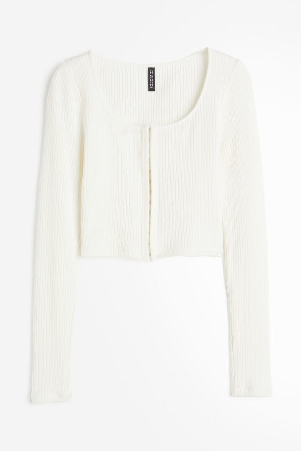 H&M Cropped Long-sleeved Top Cream