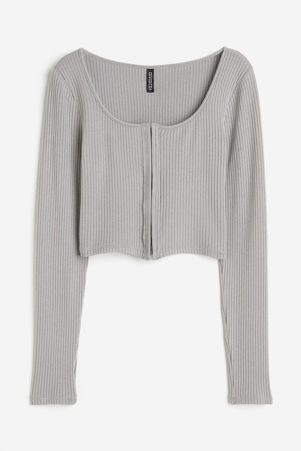H&M Cropped Long-sleeved Top Grey