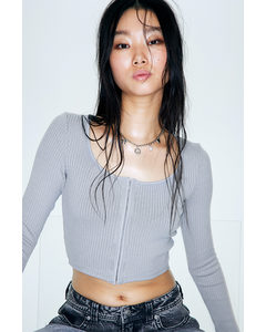 Cropped Long-sleeved Top Grey