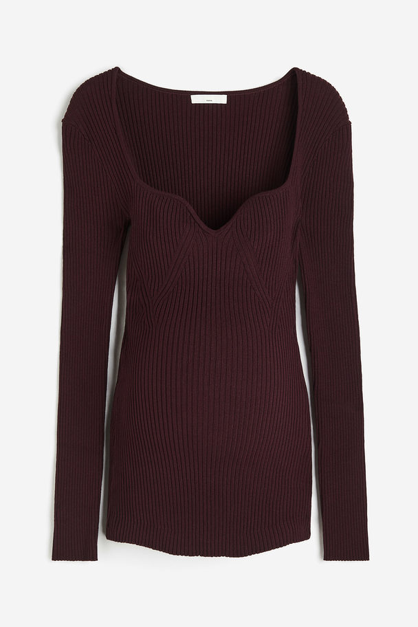 H&M MAMA Gerippter Pullover Weinrot