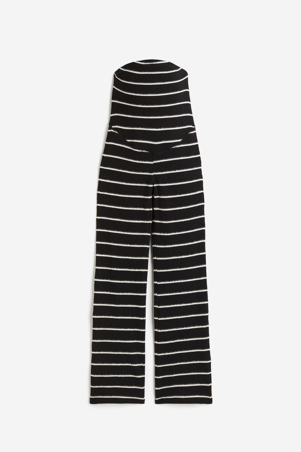 H&M Mama Ribbed Jersey Trousers Black/striped