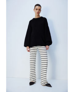 Mama Ribbed Jersey Trousers Cream/striped