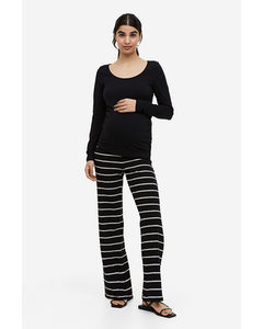 Mama Ribbed Jersey Trousers Black/striped