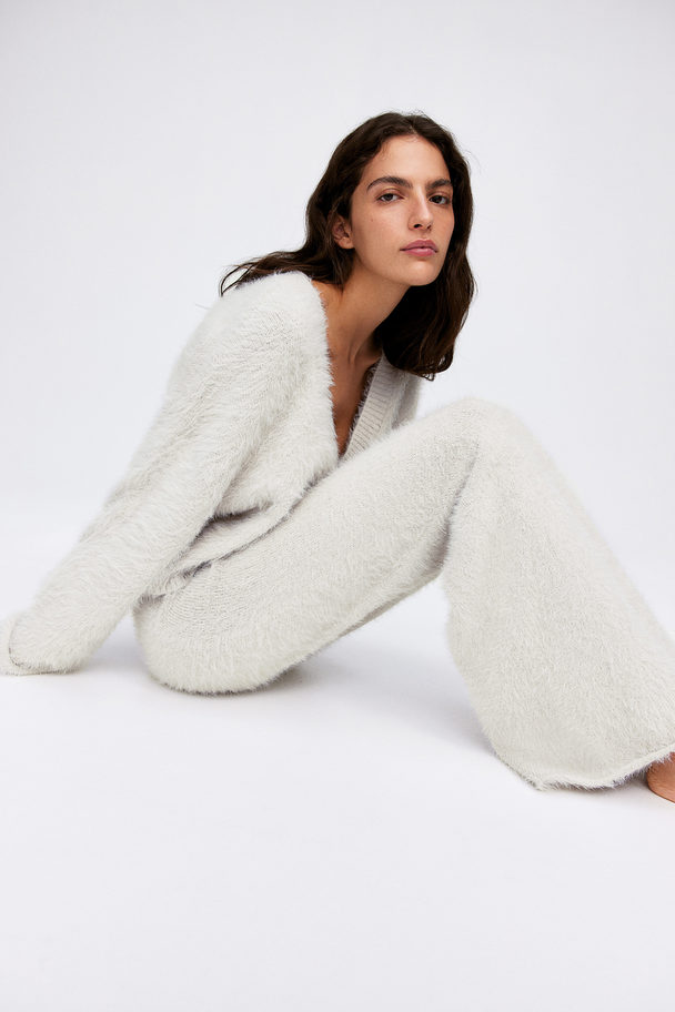 H&M Fluffy-knit Trousers Light Greige