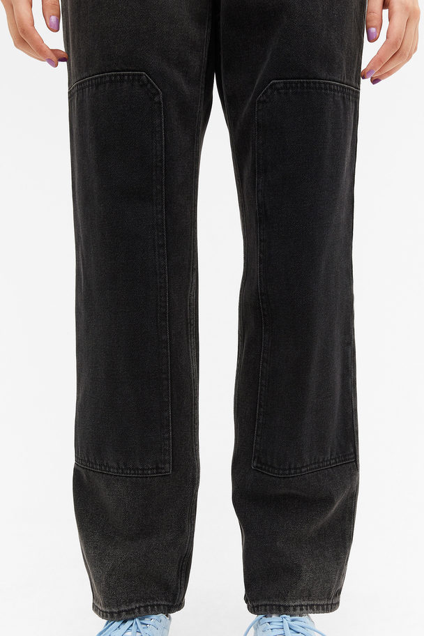 Monki Schwarze Jeans mit hoher Taille Verwaschenes Schwarz