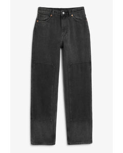 Highwaist-Jeans in verwaschenem Schwarz Verwaschenes Schwarz