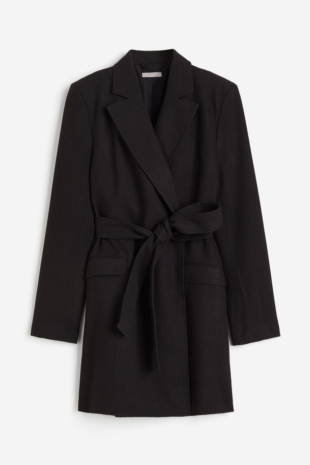 H&M Tie-belt Blazer Dress Black