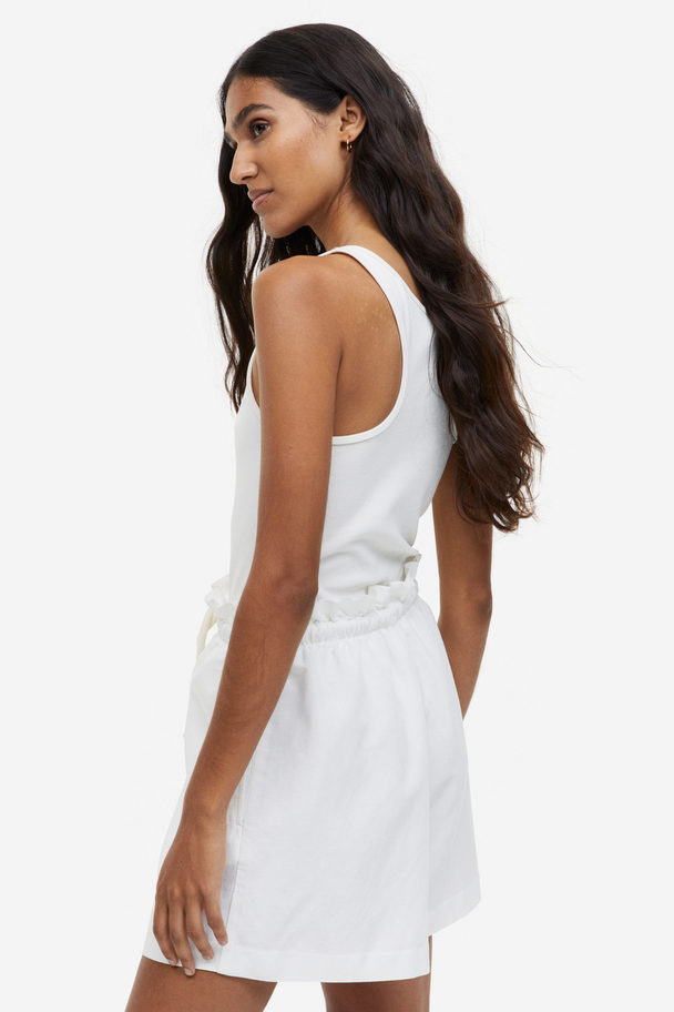 H&M Linen-blend Paper Bag Shorts White