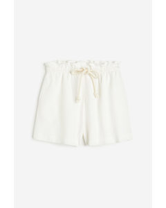 Paperbag-Shorts aus Leinenmix Weiß