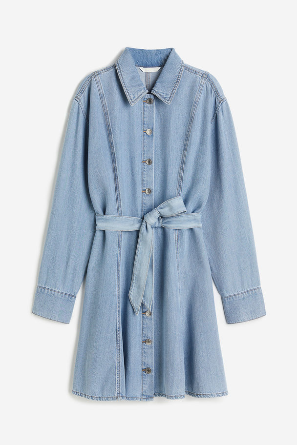 H&M Blusenkleid aus Denim Helles Denimblau