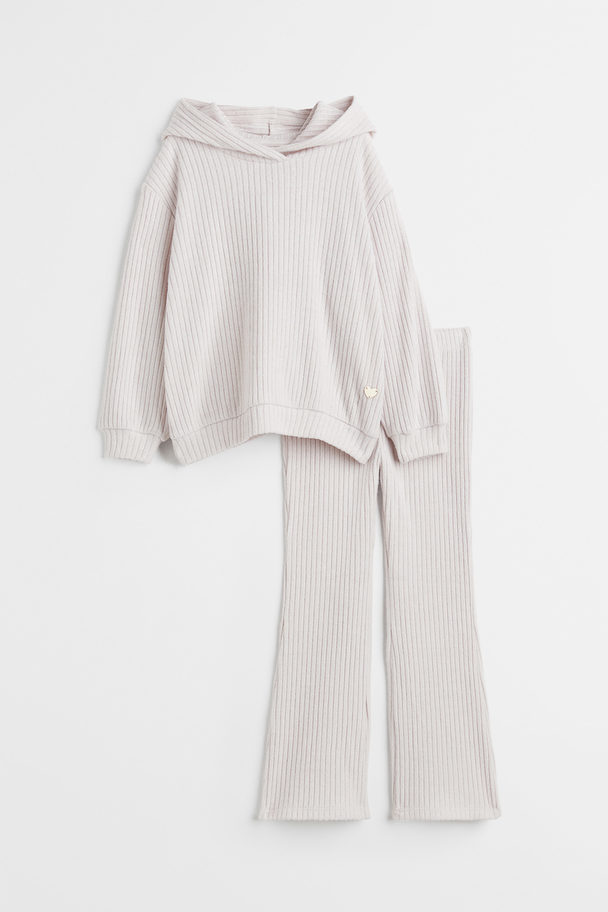 H&M 2-piece Hoodie And Leggings Set Natural White