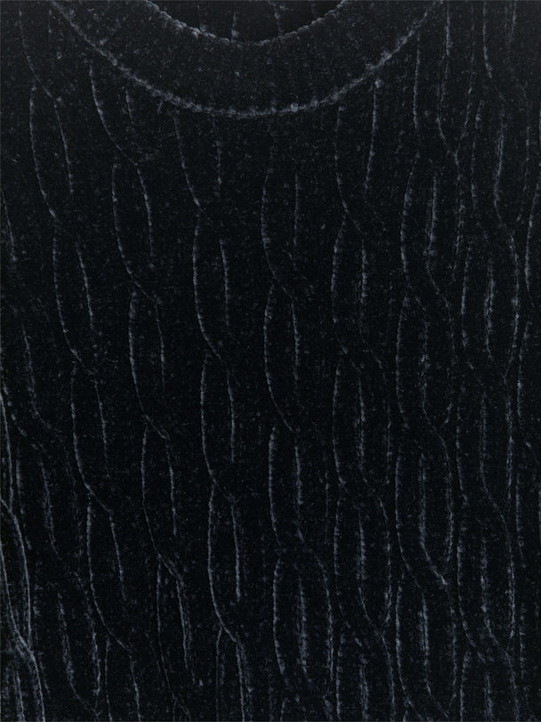 ARKET Chenille-Pullover mit Zopfmuster Schwarz