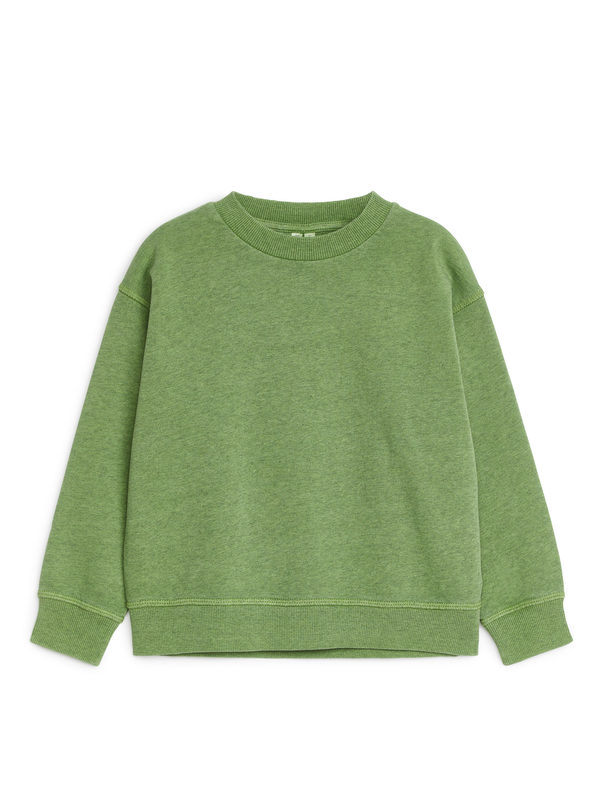 ARKET Oversized Katoenen Sweatshirt Groen Gemêleerd