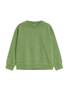 Oversized Katoenen Sweatshirt Groen Gemêleerd