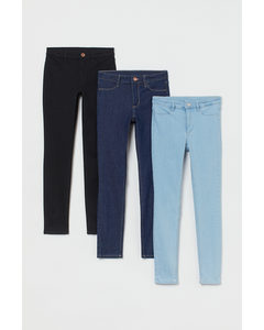 Set Van 3 Skinny Fit Jeans Zwart/donker Denimblauw