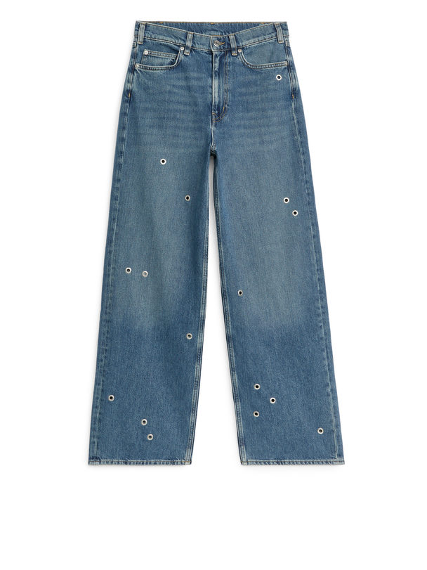 ARKET Maple Jeans Met Hoge Taille En Oogjes Donkerblauw