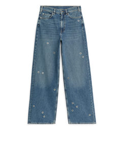 Maple Jeans Met Hoge Taille En Oogjes Donkerblauw