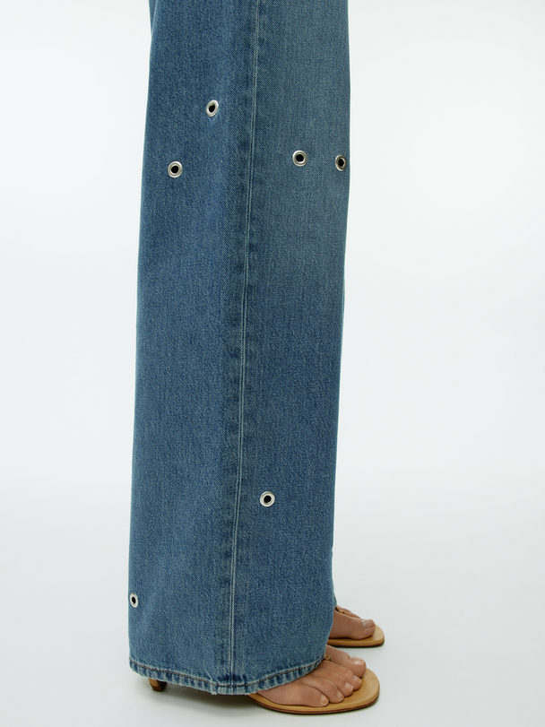 ARKET Maple Jeans Met Hoge Taille En Oogjes Donkerblauw