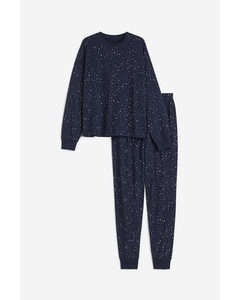 Tricot Pyjama Met Dessin Donkerblauw/sterren