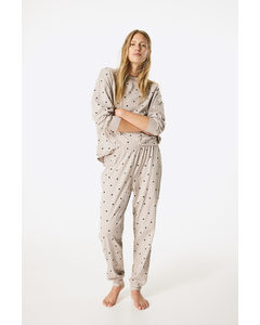 Tricot Pyjama Met Dessin Beige/stippen