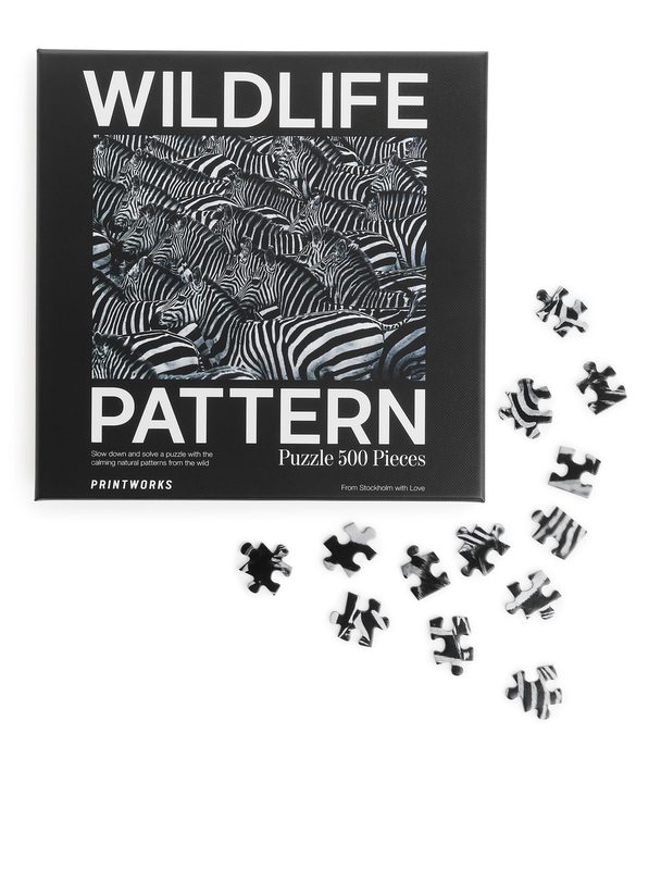  Printworks Puzzle Wildlife Pattern Zebra 500 Pcs Black