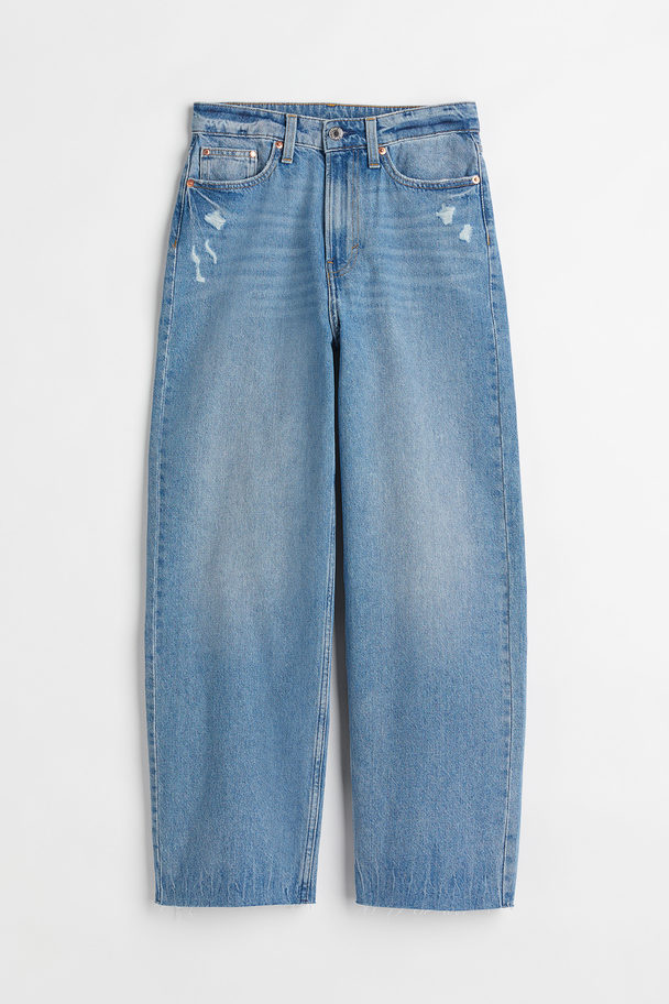 H&M Loose Straight High Jeans Denim Blue