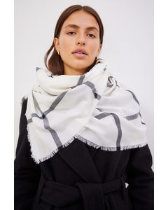 Jacquard-weave Scarf White/checked