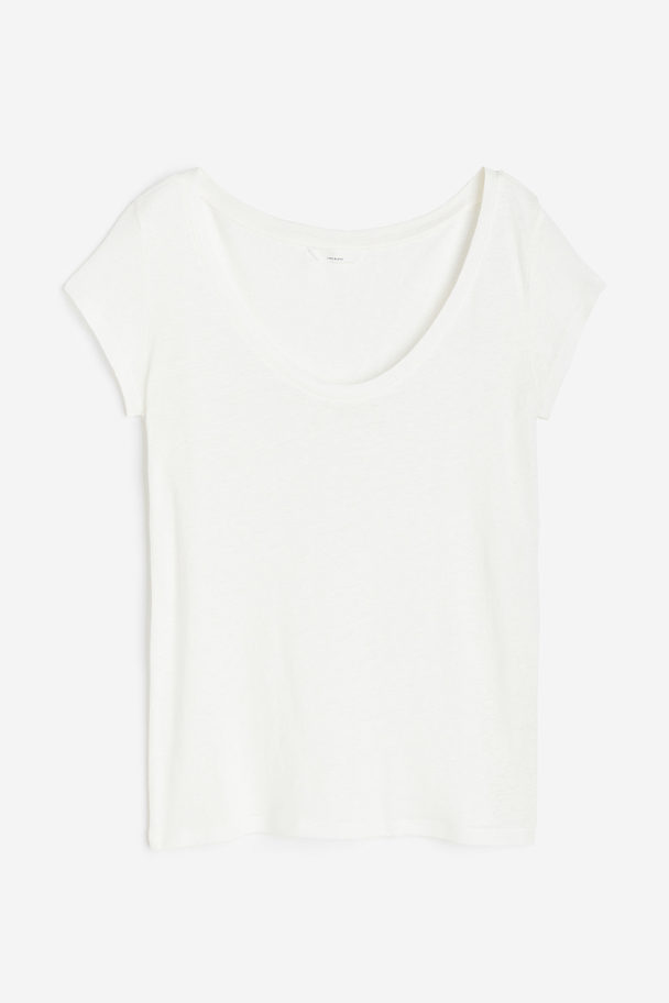 H&M T-Shirt aus Leinenmix Weiß