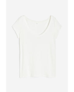 Linen-blend T-shirt White