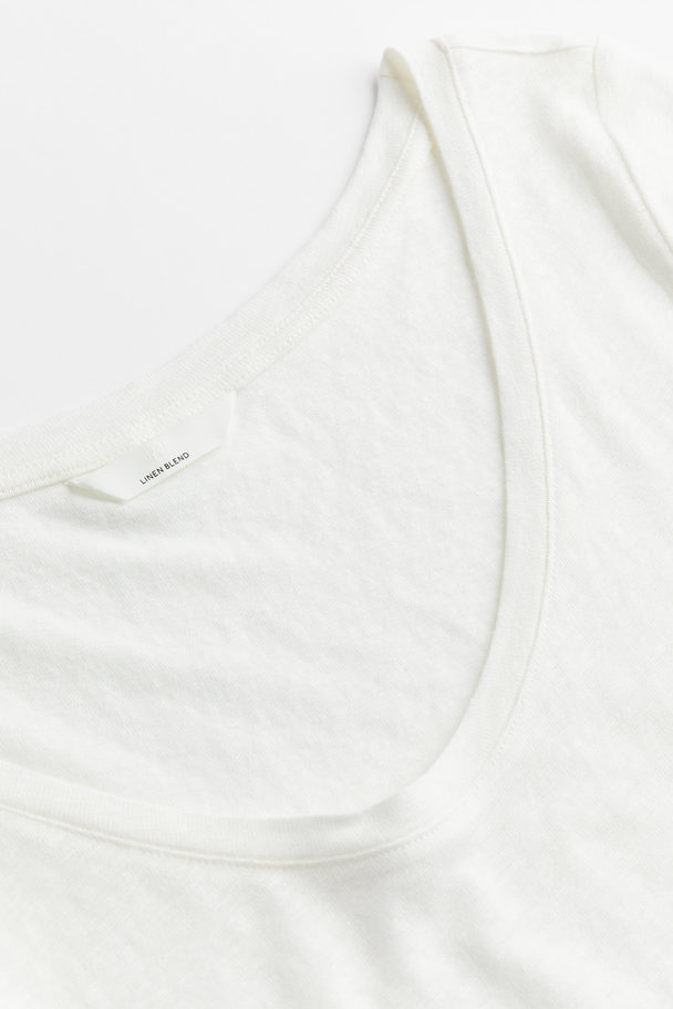 H&M T-Shirt aus Leinenmix Weiß