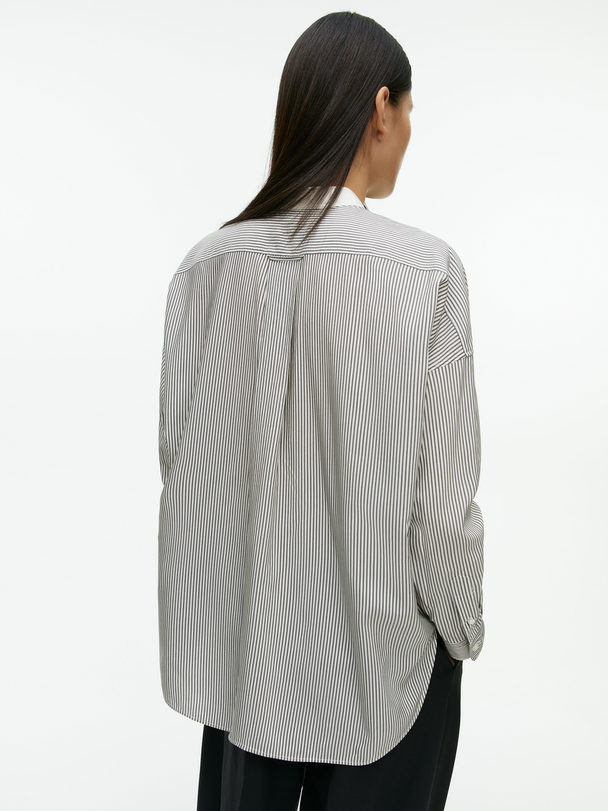 ARKET Overhemd Met Contrasterend Borststuk Wit/grijs