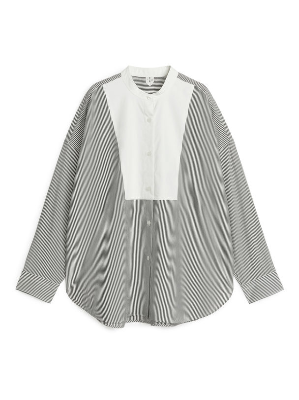 ARKET Skjorta Med Kontrasterande Krage Vit/grå