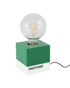 HOMEMANIA PANTONE Cube Tischlampe - Cube - Schreibtisch, Büro, Nachttisch - Grün, Weiß, Schwarz aus Holz, 9,5 x 9,5 x 9,5 cm, 1 x E27, Max 100W