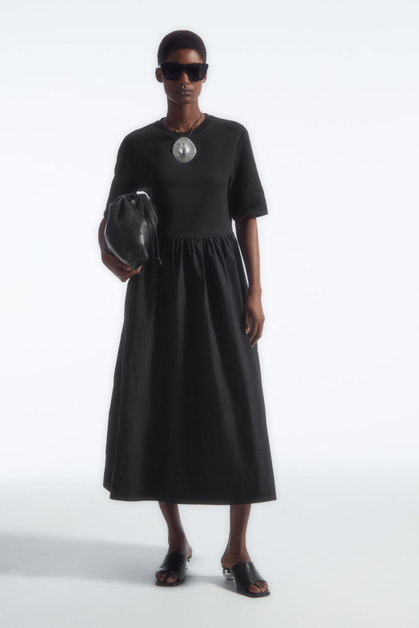 COS Contrast-panel Midi Dress Black