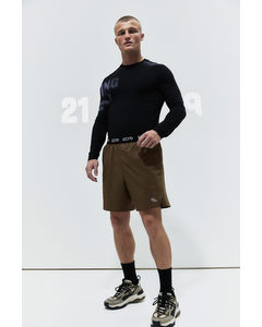 Drymove™ 2-in-1 Sports Shorts In 4-way Stretch  Dark Khaki Green