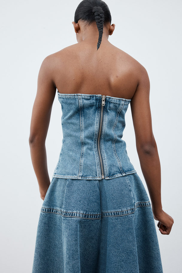 H&M Denim Bandeau Top Denim Blue