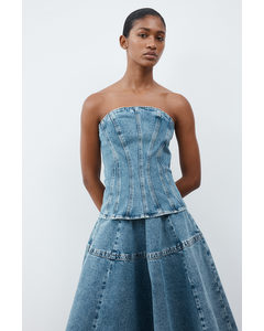 Denim Bandeau Top Denim Blue