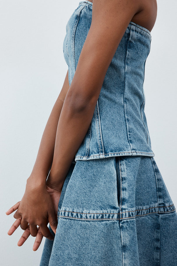 H&M Bandeau-topp I Denim Denimblå