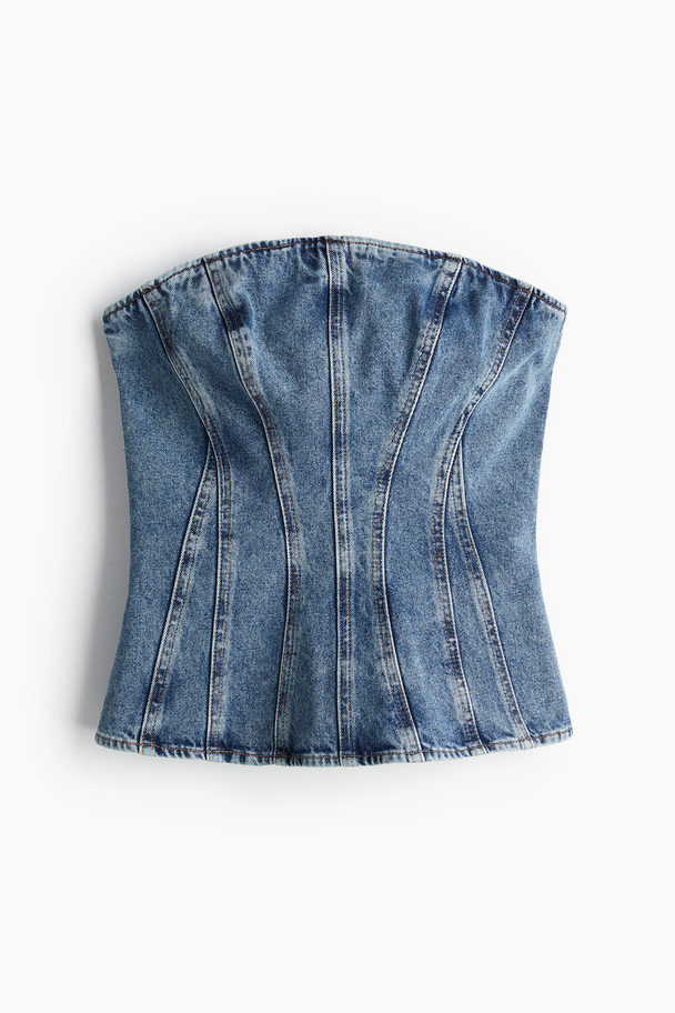 H&M Bandeau-Top aus Denim Denimblau