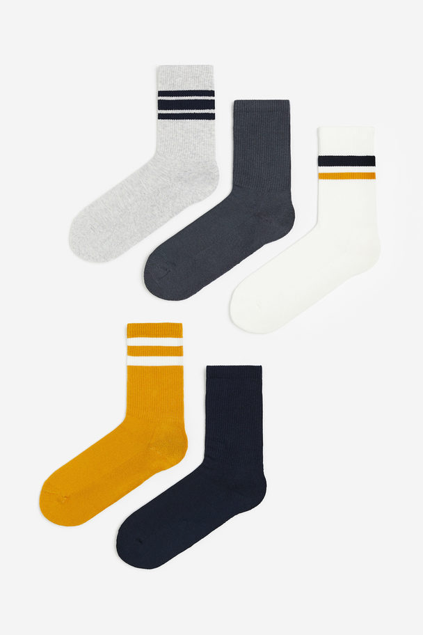 H&M 5-pack Socks Mustard Yellow/dark Grey