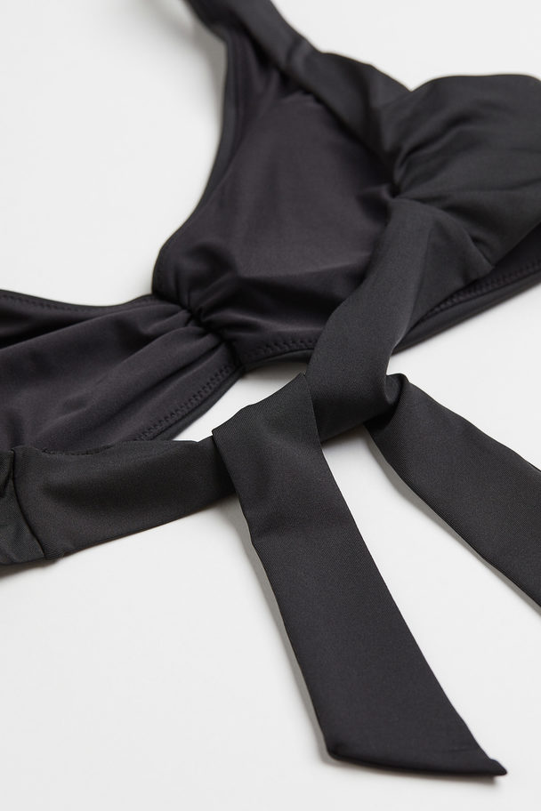 H&M Padded Tie-back Bikini Top Black