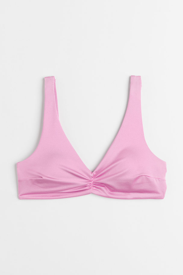 H&M Padded Tie-back Bikini Top Light Pink