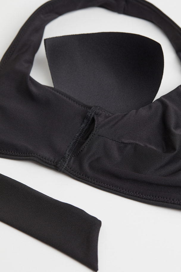 H&M Padded Bikinitop Met Strikbandjes Zwart
