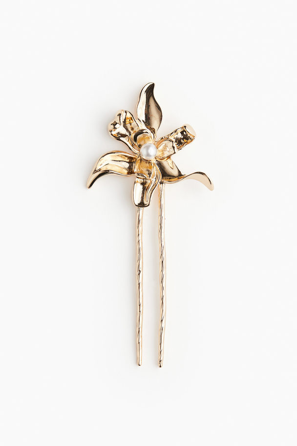 H&M Flower-detail Hair Stick Gold-coloured