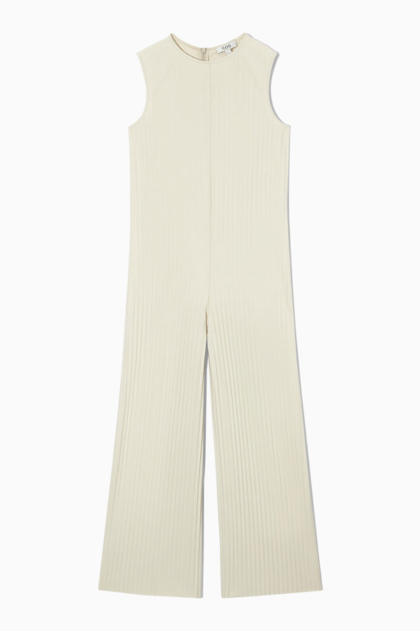 COS Sleeveless Pleated Wide-leg Jumpsuit Cream