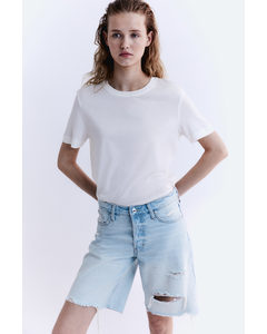 Baggy Low Denim Shorts Helles Denimblau