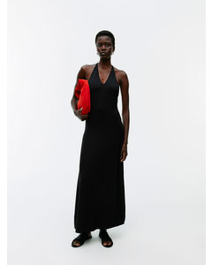Midi-jurk Met Halternek Zwart