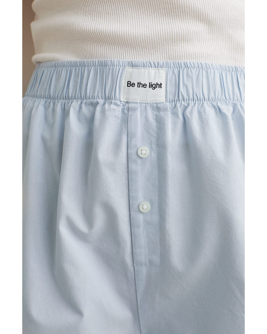 H&M Cotton Pyjama Shorts Light Blue